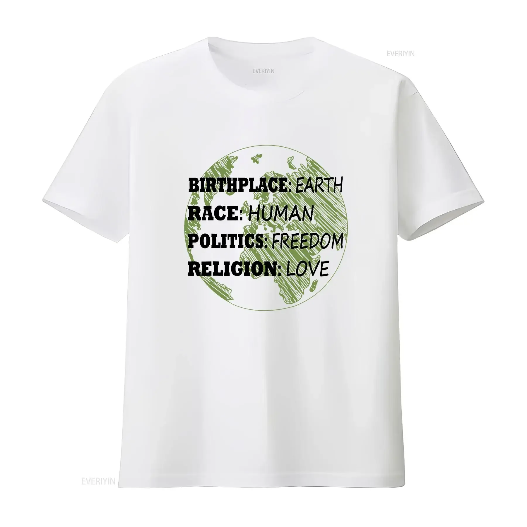 Birthplace Earth Race Human Politics Freedom Love T Shirt White Large vintage Washed graphic designer clothes vintage Washed