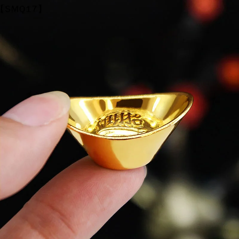 Ingot Gold Chinese Yuan Bao Wealth Golden Statue Ingots Decor Ornament Decorative Year New Bar Lucky Money Prosperity Figur【SMQ】