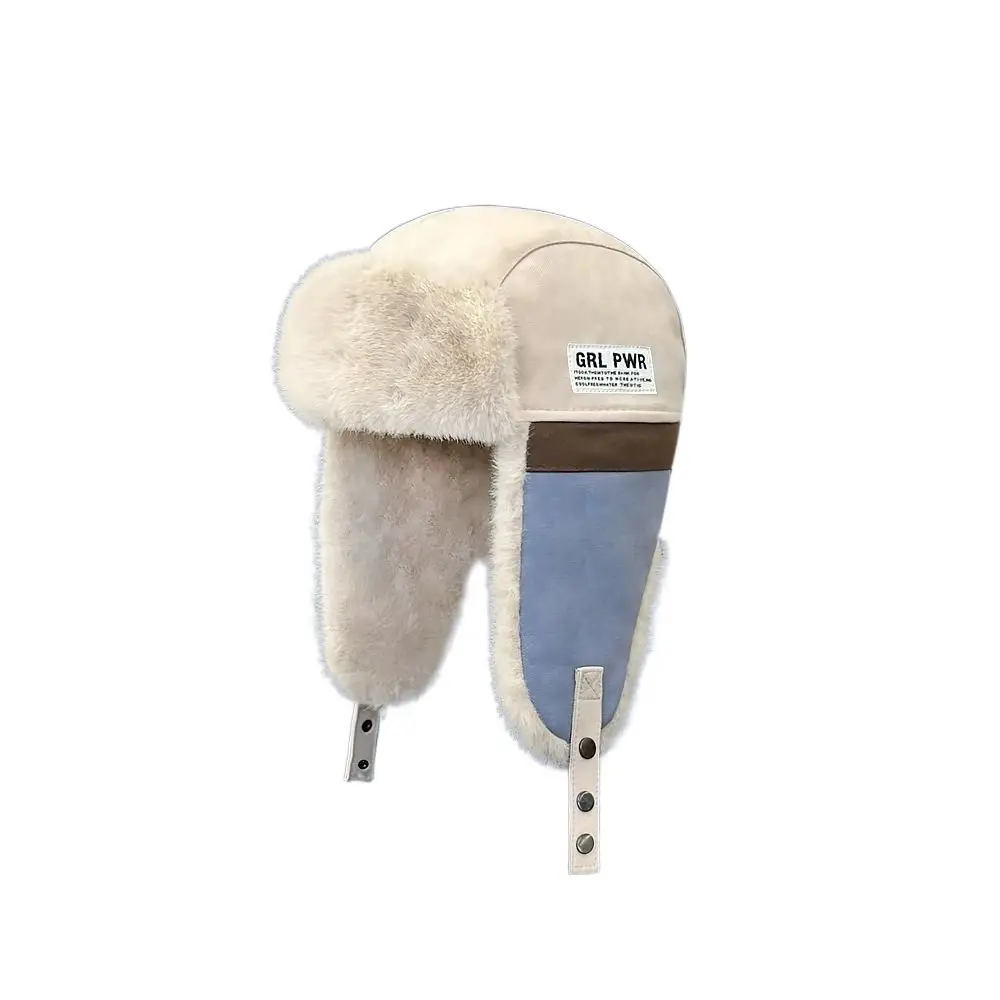 Fashion Plush Lei Feng Hat Thickened Windproof Skiing Pilot Hat Keep Warm Ear Protection Earflap Cap Cycling