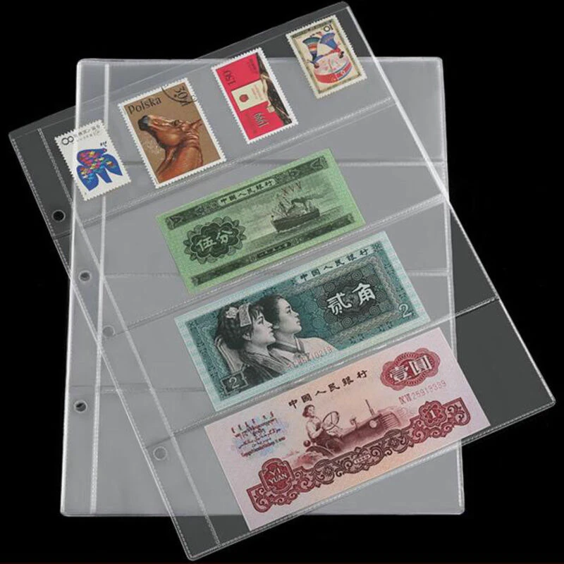 10pcs Paper Money Page Protector Banknotes Collector Currency Album Sleeves PVC Transparent Bill Note Book Leaf