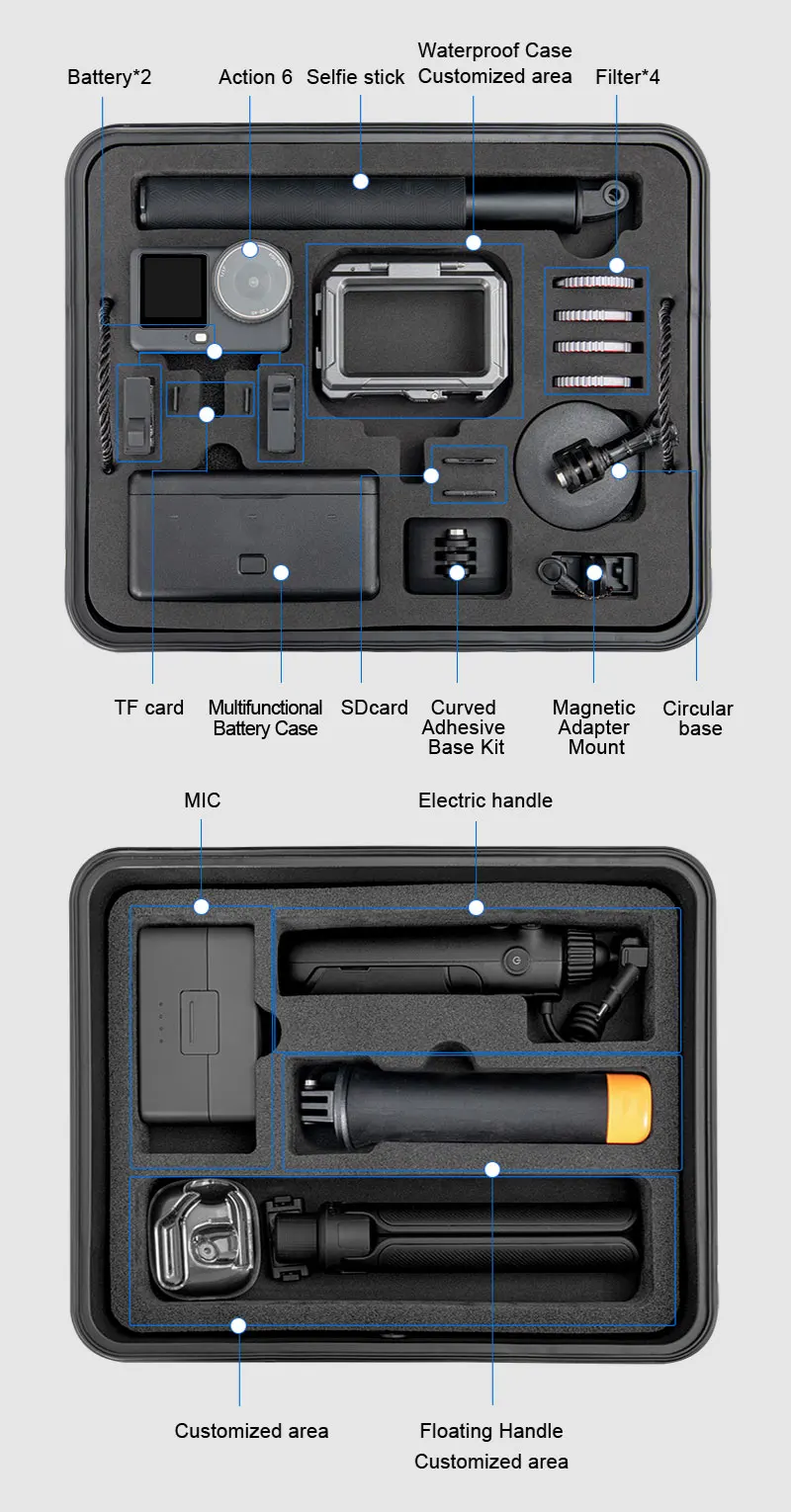 STARTRC PHOTO Hartschalenkoffer für DJI Osmo Action 6 Kamera-Zubehör, wasserdichte, doppelschichtige Reisetasche, schützend – Detail 6