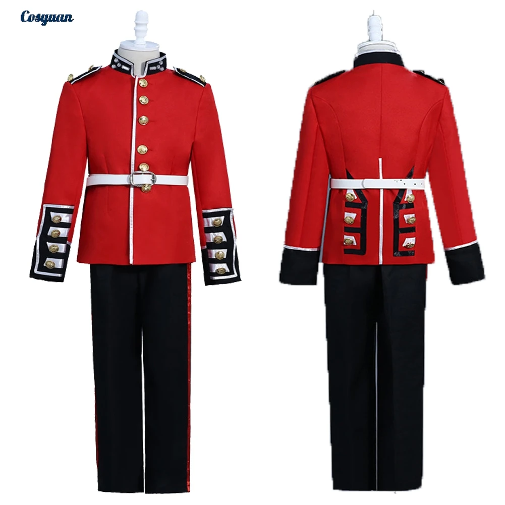 Cosplay de Halloween, pantalones superiores de la guardia británica, sombrero, ropa para niños, disfraz de fiesta, disfraz de Halloween, trajes de Carnaval