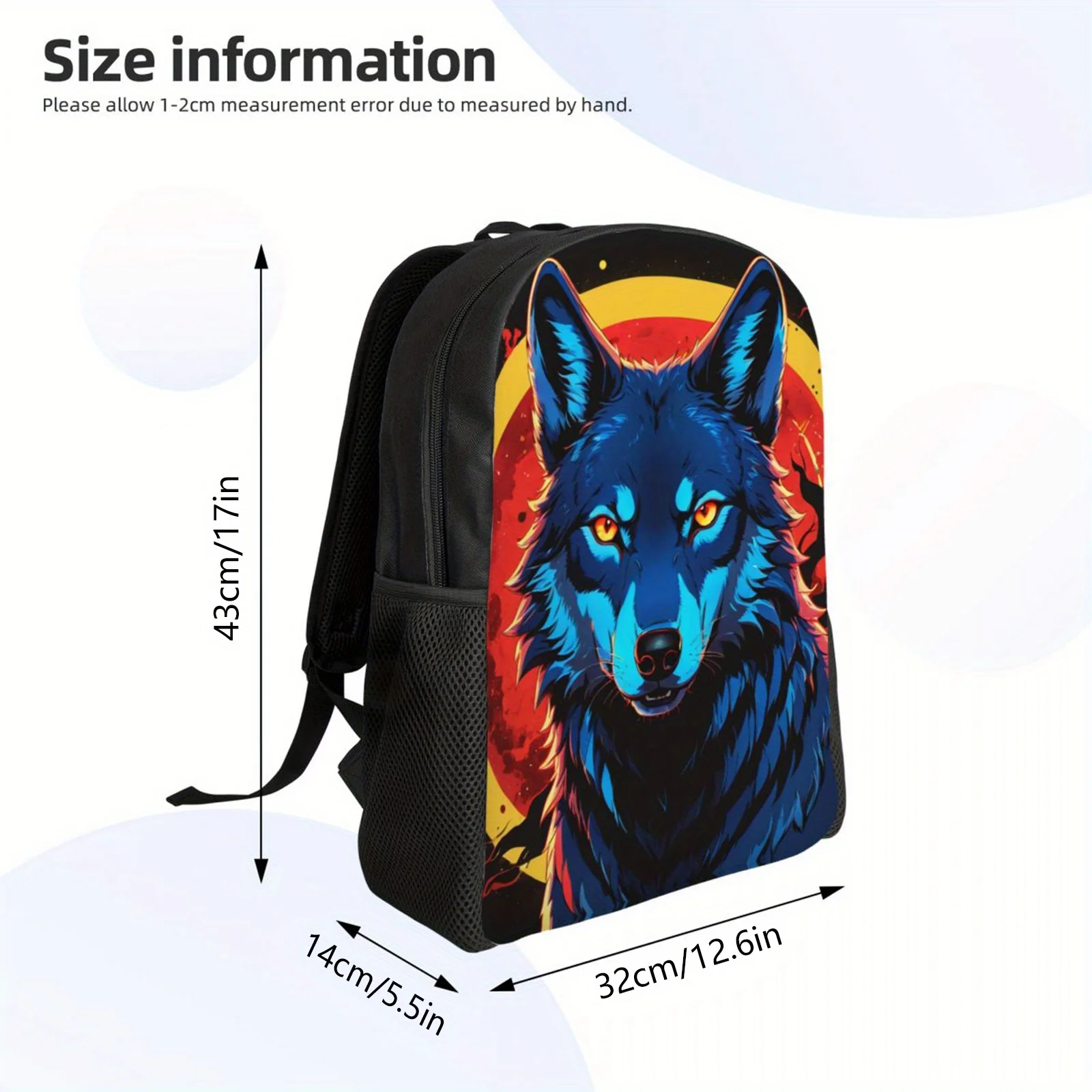 Cool Wolf-mochila informal para hombre y mujer, bolso de hombro ligero para libros, ordenador portátil, trabajo, viaje, oficina, Universidad