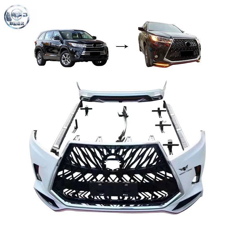 Good Fitment Bodykit for Toyota Highlander 2015-2021 Upgrade to Lex  Style Body Kit Front Rear Bumper Kluger
