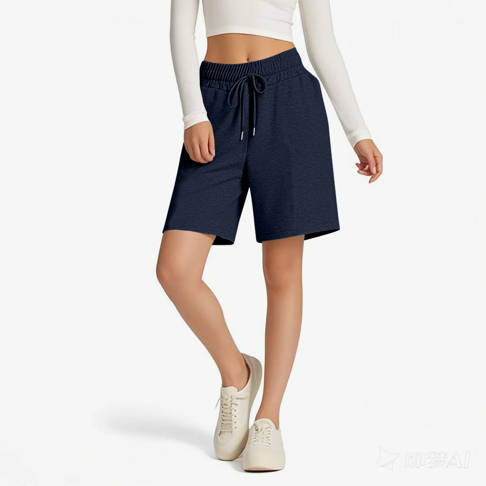 Women's Summer Casual Shorts Drawstring Solid Color Cotton Linen Short Pants Female Loose Straight Jogging Outdoor Streetwear