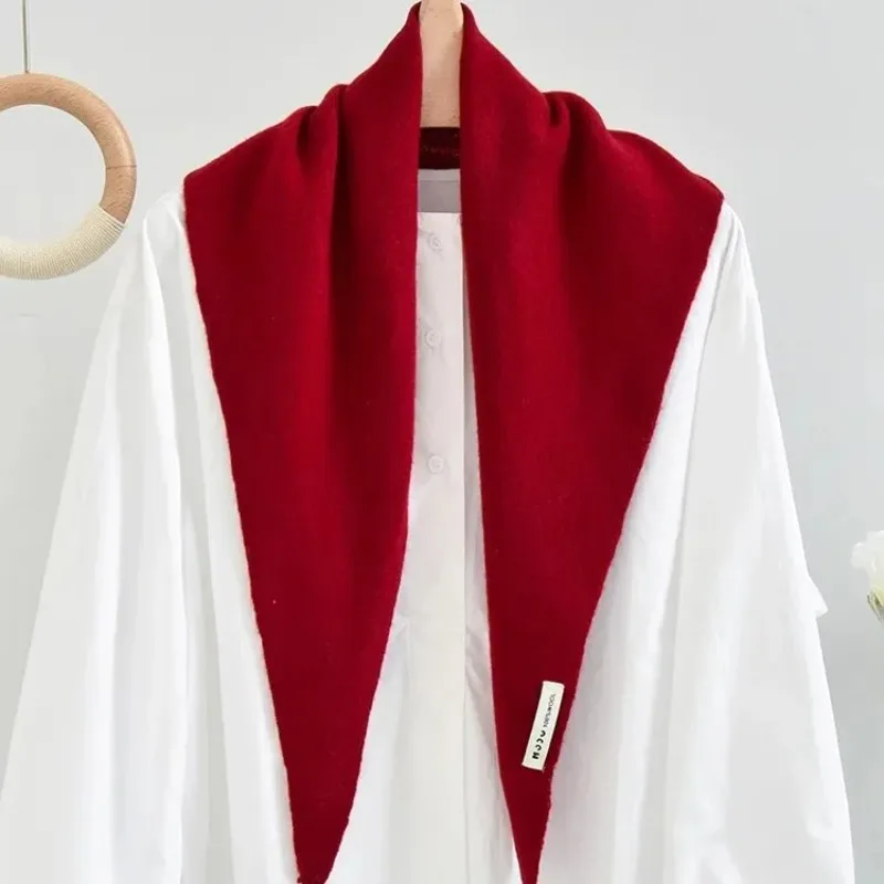 100% الصوف الأسترالي محبوك مثلث وشاح شال المرأة الخريف الشتاء الدافئة حماية الرقبة وشاح الزخرفية وشاح صغير #5