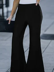 New autumn 2024 plus size women's British elegant and gentle street style hot pleated design flared pants.
