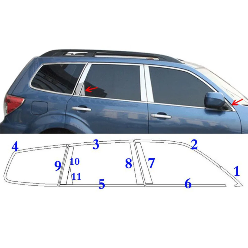 

Car Styling Stainless Steel Glass Window Garnish Pillar Middle Column Trim Hoods For Subaru Forester 2008 2009 2010 2011 2012