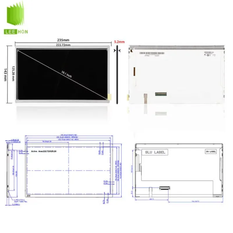 Pannello di controllo centrale per casa intelligente LCD originale AUO 10.1 "1024 * 600 Modulo LCD da 10,1 pollici