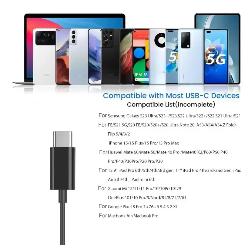3.5mm Single Side Earbud Headsets With Mic Type C Connector Wired Earphones Soft Silicone In-Ear Headset USB C Single Headphones