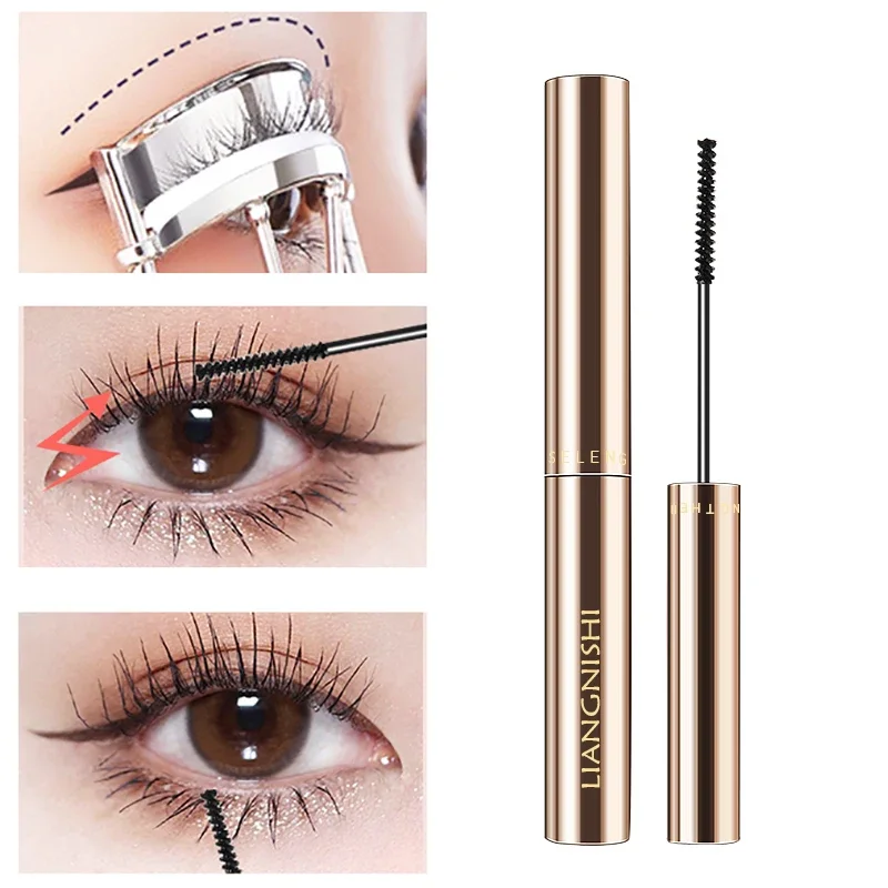 Silk Fiber Matte Mascara Makeup Ultra-Fine Brush Lengthens Eyelashes Waterproof Fast Dry Brown Black Curling Mascara Comestic