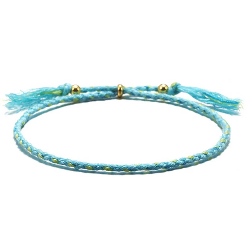Handmade Korean For Women Copper Bead Gift Girls Braid Hand Rope Fashion Accessories Polyester Thread Woven Bracelet