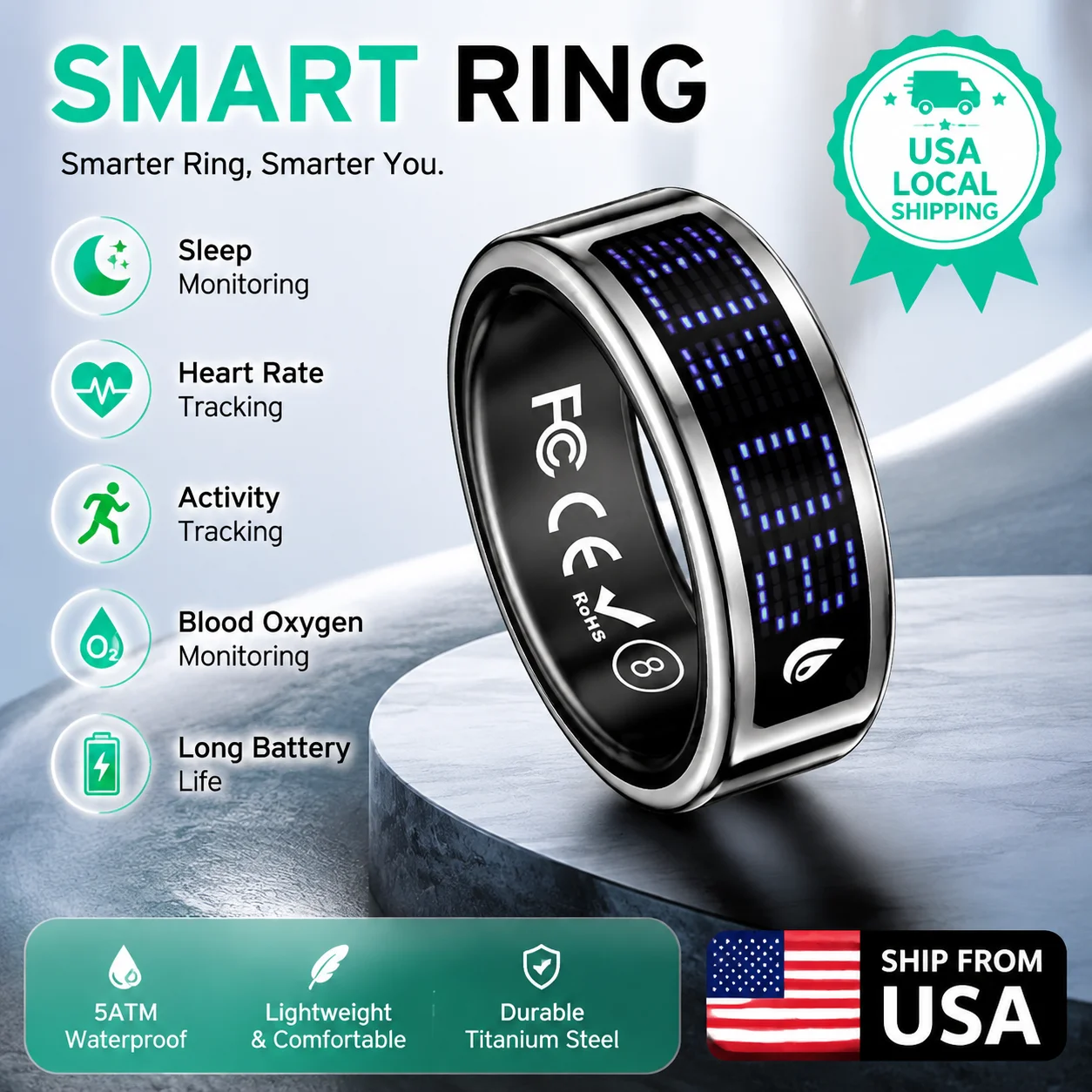 Health Wellness Activities - Smart Ring Sleep Tracker Heart Rate