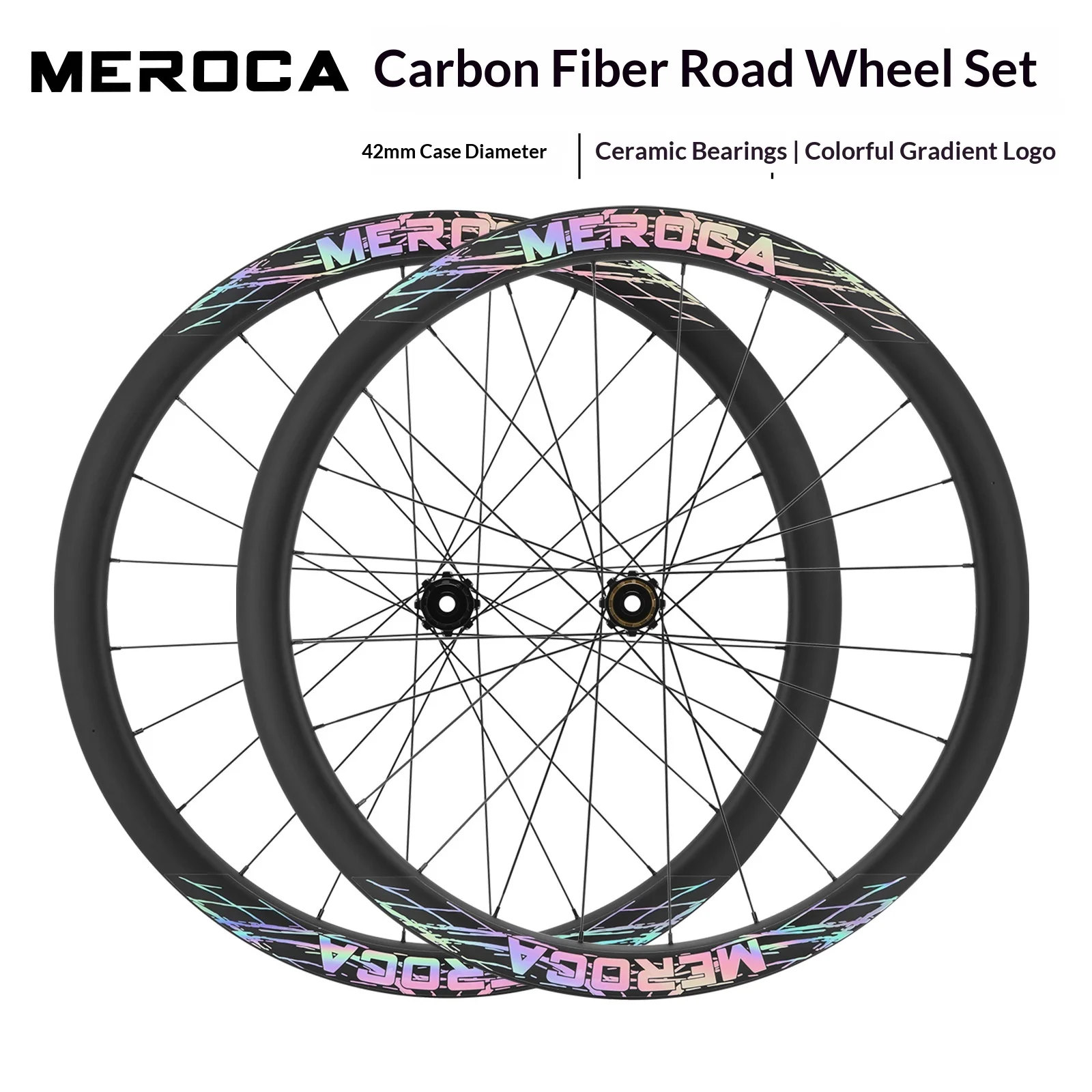 

MEROCA Комплект колес для шоссейного велосипеда из углеродного волокна, керамический трещотка, дисковый тормоз 700C, сверхлегкий, 42 мм, карбоновый нож, вакуумное колесо