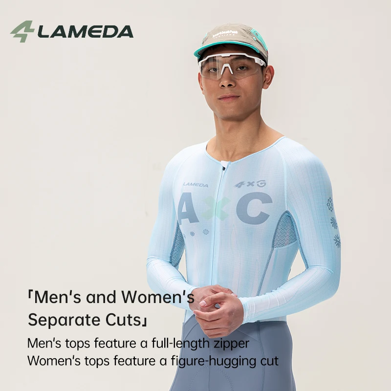 LAMEDA NEW Men Summer Long Sleeve Jumpsuit Cycling Suit with Pad Quick Dry High Elastic Breathable Professional Bike Onesie Mesh - view 3