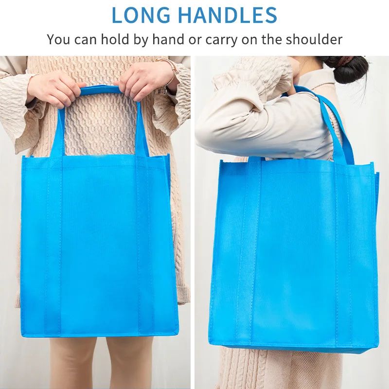 New Arrival Quality Reusable Foldable Button Shopping Bag  Non-Woven Tote Pouch Storage Handbag Grocery Eco Friendly Bags