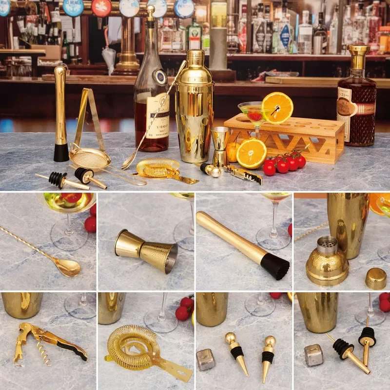 for 304 Stainless Steel Snow Mug Mixing Glass Bar Tools Cocktail Mixer 13 piece Mixer Set