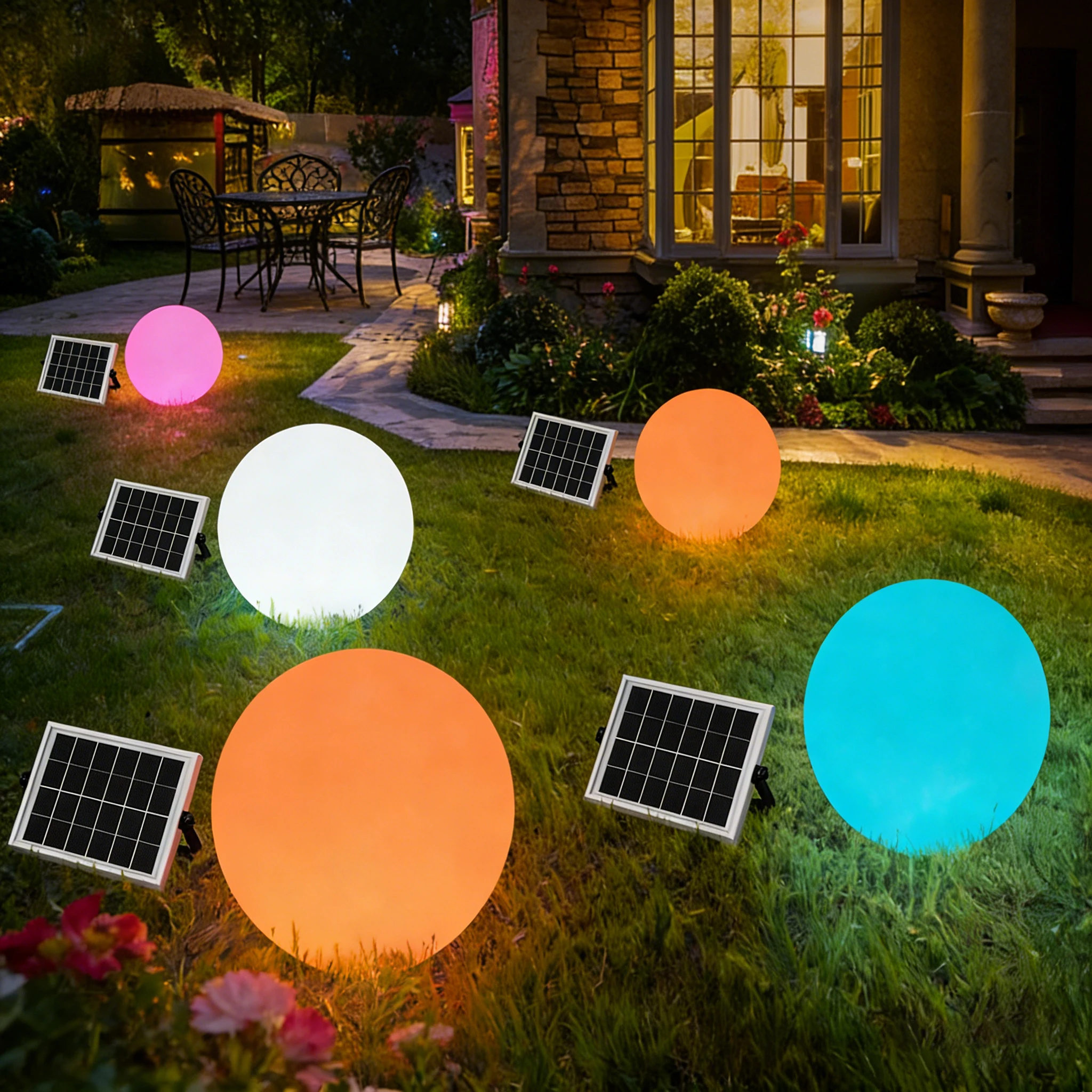 Artificial Flower LED Hanging Light Ball Floating Glowing Luminous Ball for Pool Garden Home Ornament