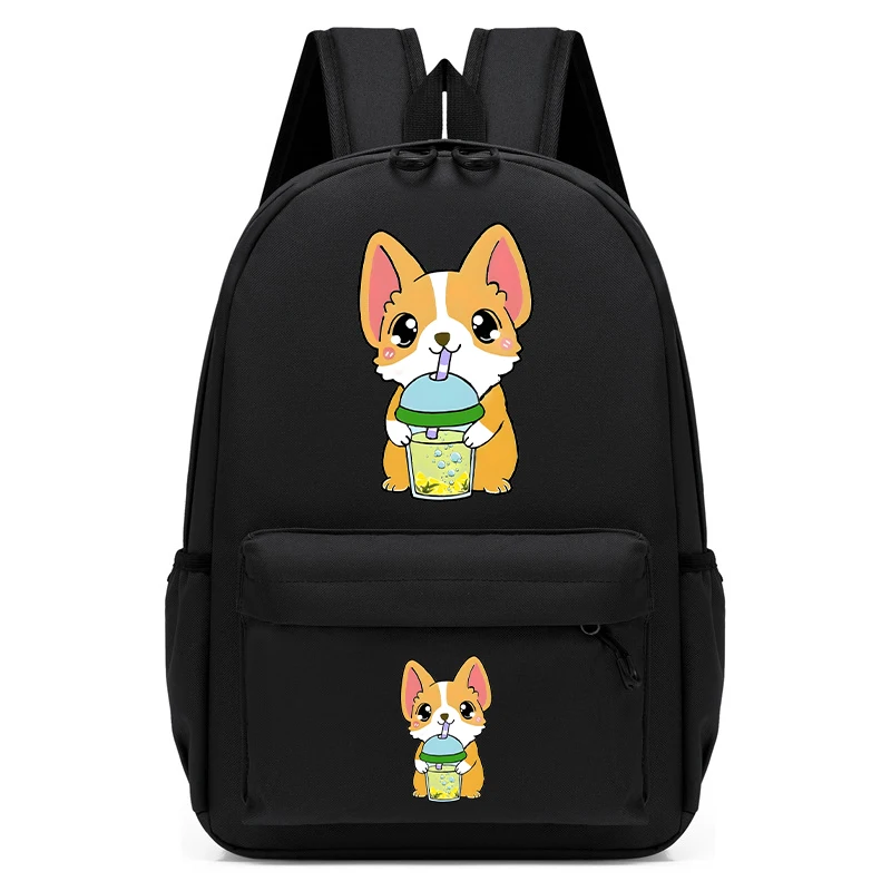 Luxus Kinder geschenk Schult asche Corgi Hund mit Bubble Tea Boba Rucksack Cartoon niedlichen Rucksack kleinen Kindergarten Schult asche