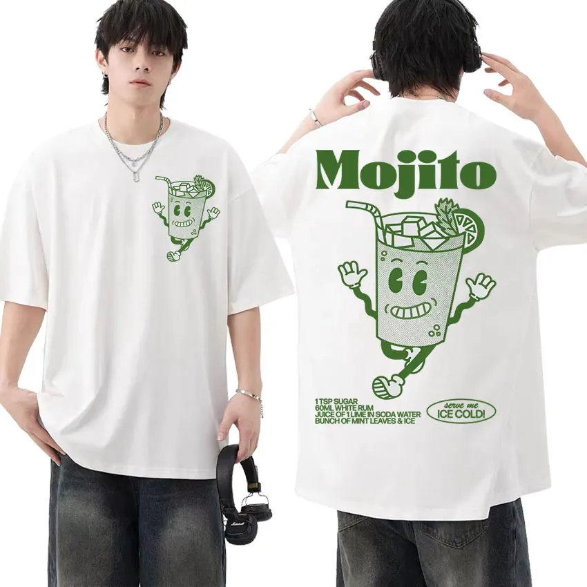 Funny MOJITO Cocktail Meme T-shirts Men Women's Harajuku Vintage Cartoon T Shirt Fashion Kawaii Aesthetic Oversized T-shirt Tops