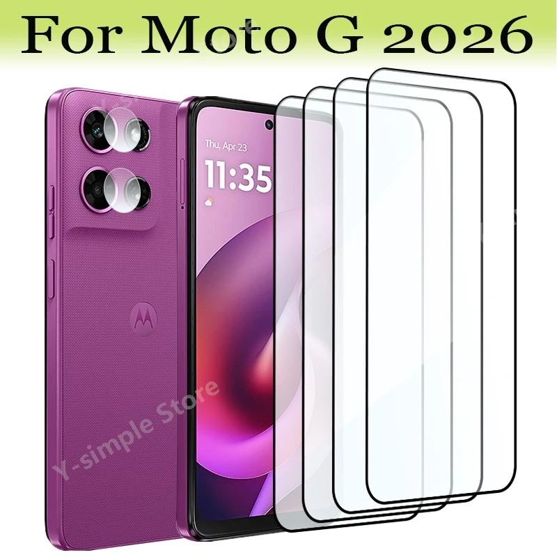 ترقية جديدة لموتورولا موتو G 2026 واقي زجاجي مسطح 9H مضاد للخدش زجاج شاشة غراء كامل وفيلم عدسة من الألياف الناعمة #1