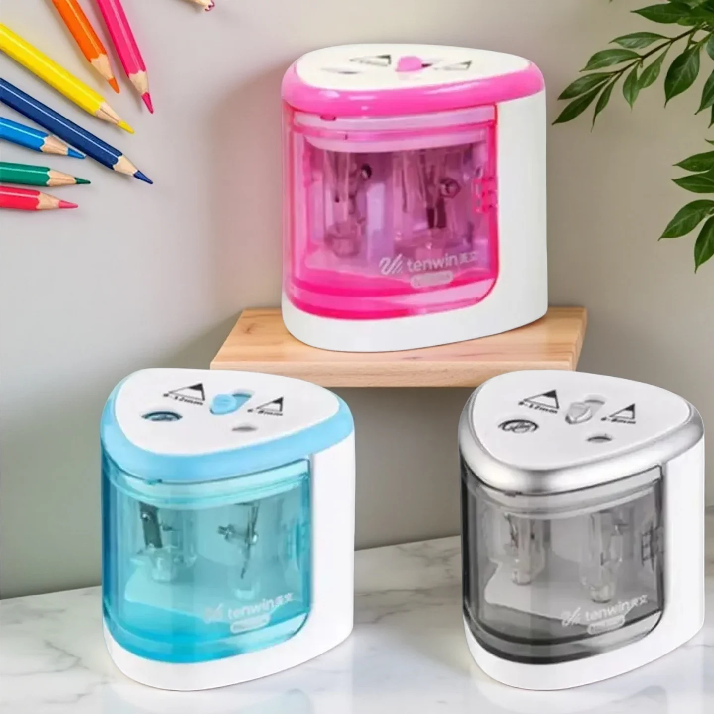 

Электрическая точилка для карандашей STONEGO с двумя отверстиями, автоматическая бритва и ролики для карандашей для письма, канцелярские принадлежности, эффективная