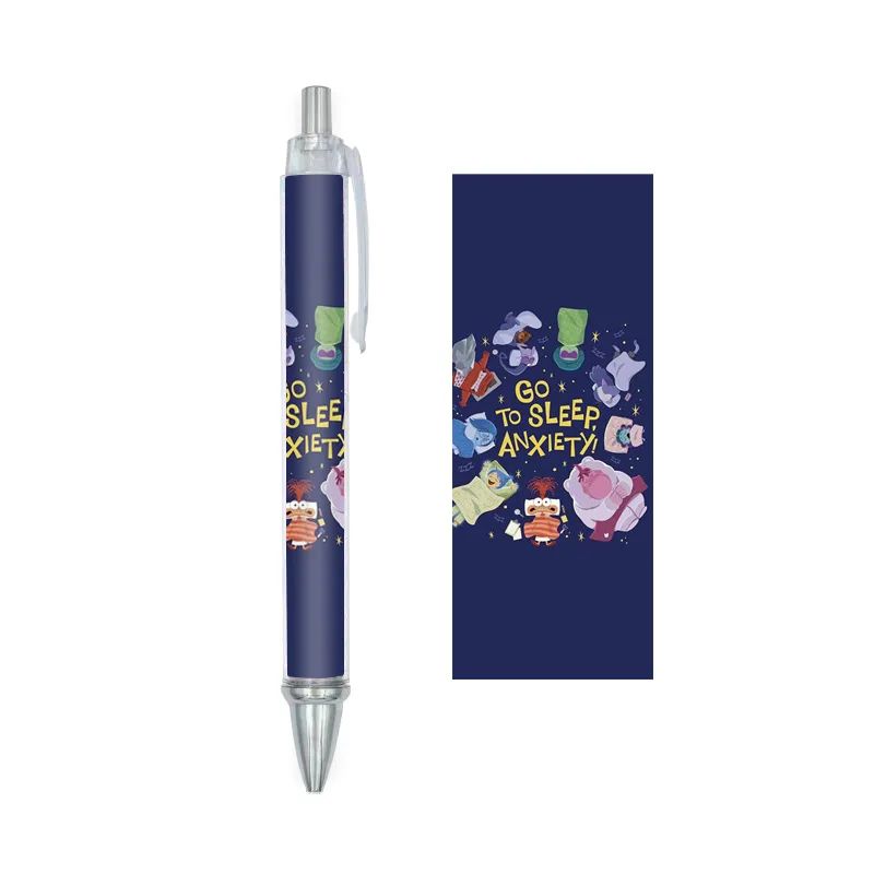 12Pcs Disney Kawaii Inside Out Ballpoint Pens Cute Anxiety Sadness Anger Movie Anime Peripherals Printed Stationery Gel Pens Set