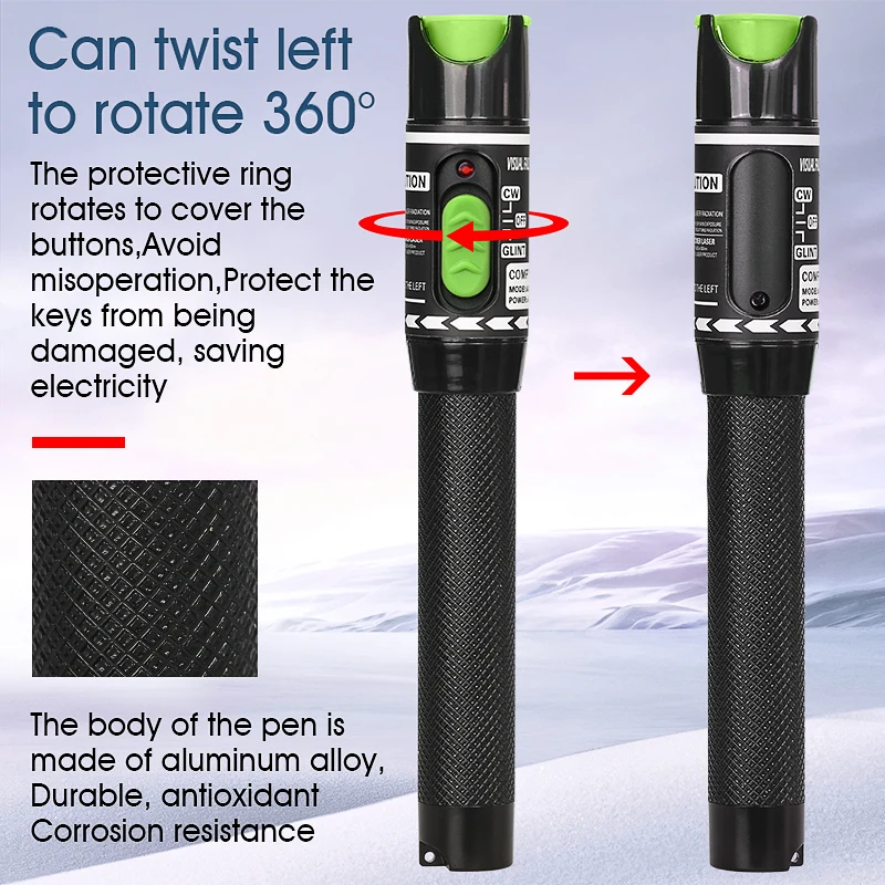 2 in 1 50MW/30MW/20MW/10MW/5KM Visual Fault Locator with  -70 to 10dBm Fiber Optic Power Meter with Flash Light OPM