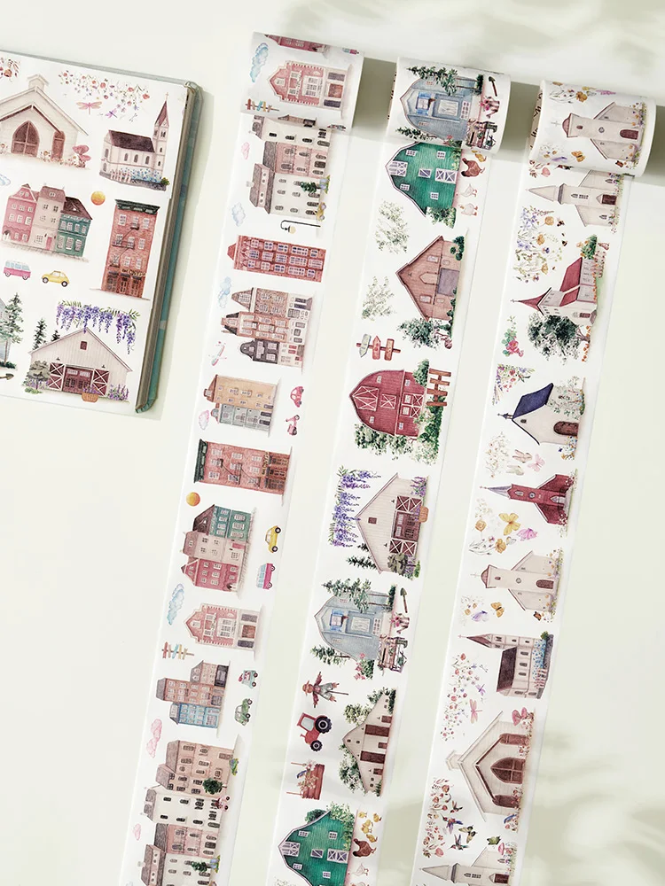 WT A 하우스, 저널 와시 테이프 다이컷팅 동화 스타일 DIY