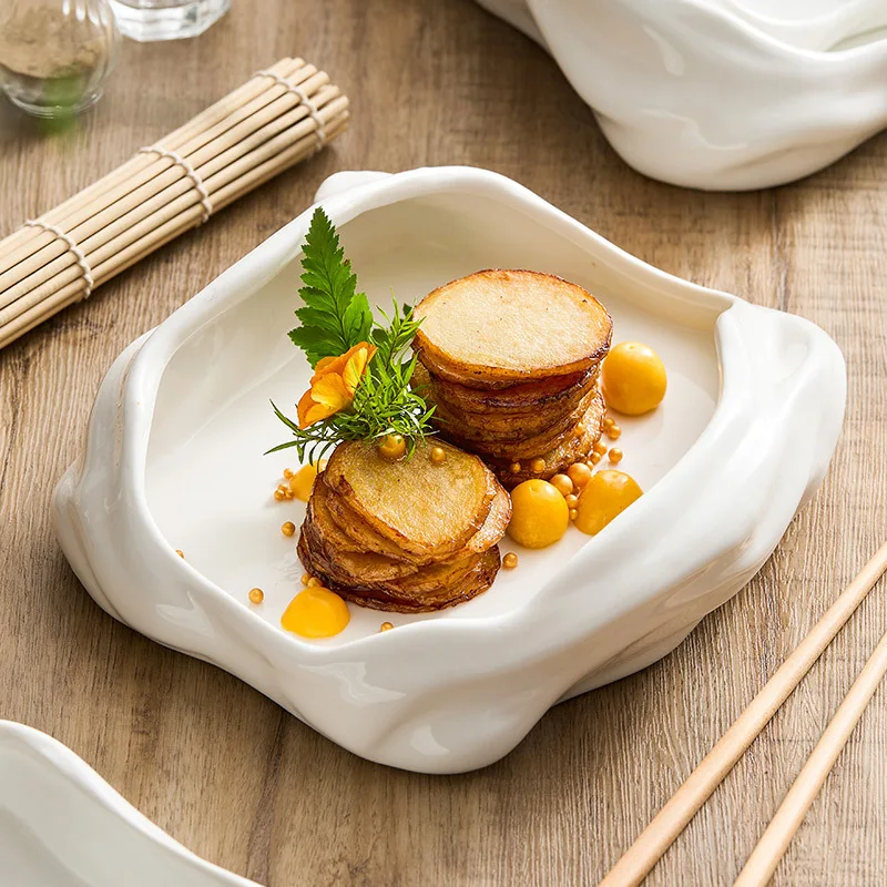 

Artistic Cuisine Irregular Swing Plate Hotel Restaurant High Sense Cold Dish Household Ceramic Features