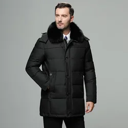 Winter Mens White Duck Down Jacket Coat Warm Hooded Thick Slim Fit Puffer Jacket Coat Male Casual High Quality Overcoat Thermal