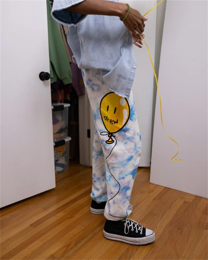 Drew House ใหม่กางเกงผู้หญิง House กีฬาชุด House กางเกง Skinny Sweatpants กางเกงกางเกงยิมส์กางเกง