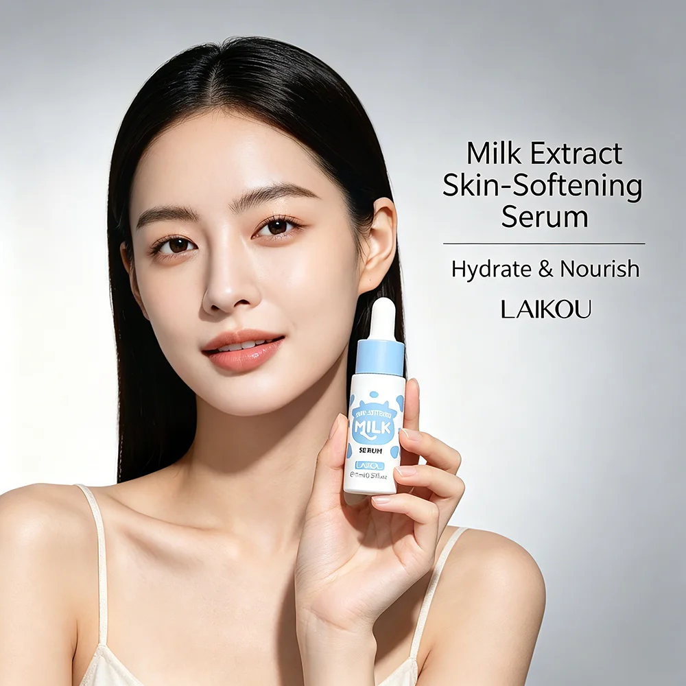 LAIKOU Milk Skin Softening Serum 17ml Long Lasting Hydration Brightening Smooth Delicate Moisturizing Face Essence