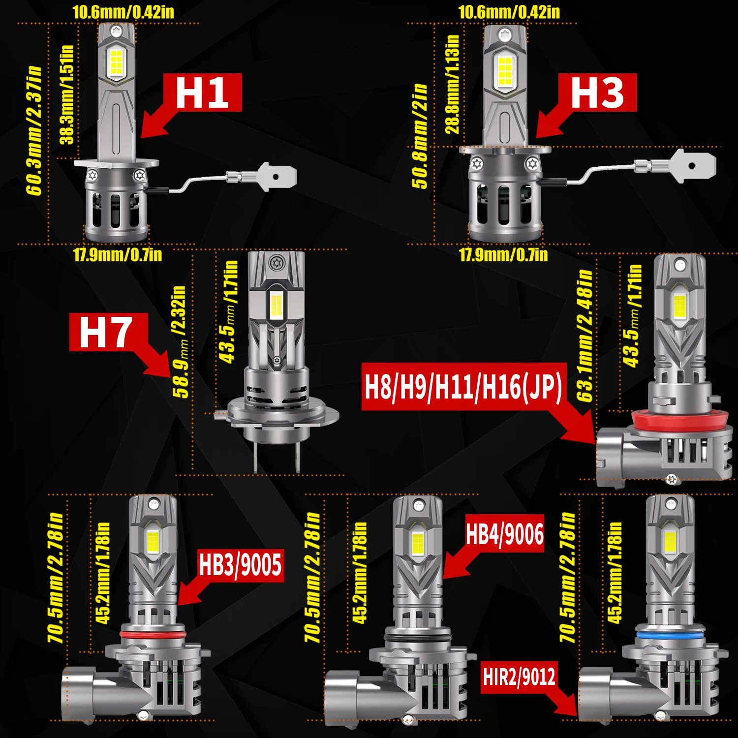 H11 H8 H16 LED Canbus Headlights Fog Light H9 H7 HB3 9005 HB4 9006 Bulb Car Driving Running Lamp 12v 55w For Honda Civic Accord