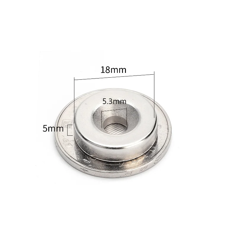

10 pieces N52 High-strength countersunk hole magent Diameter 18 mm × Thickness 5mm - Hole diameter 5mm
