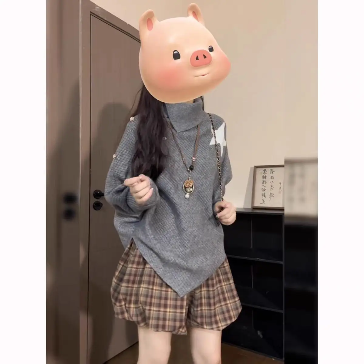 Spicy Girl – pull tricoté à col haut et chauve-souris pour femme, haut coréen, Design irrégulier, début d'automne, Y2K