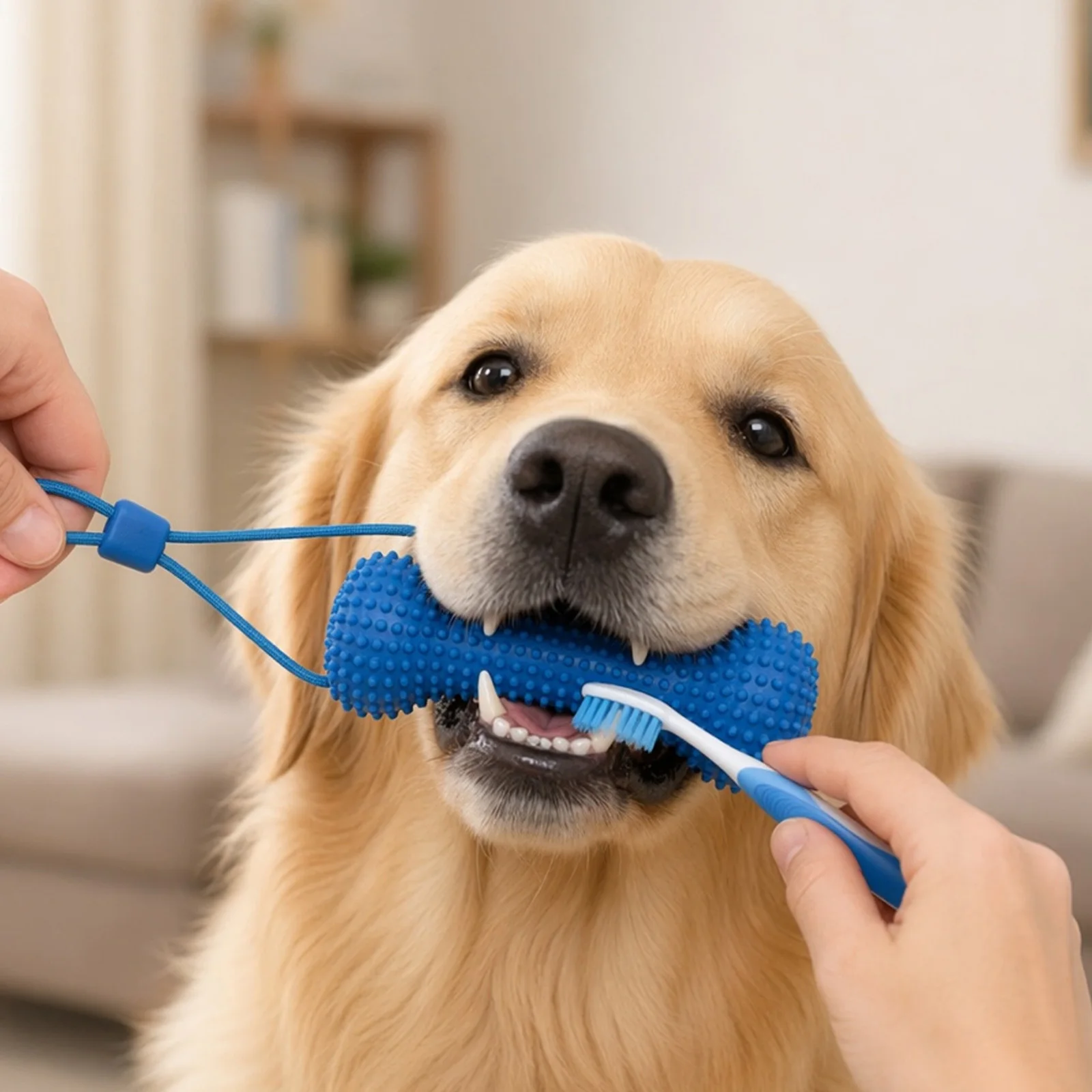 PVC Dental Cleaning Chew Toy with Pull Rope Interactive Teeth Grinding Chewing Stick Bite-Resistance for Dogs Training