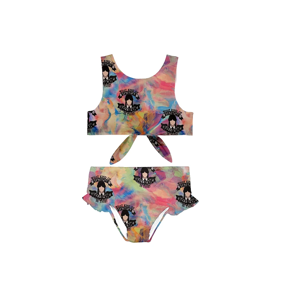 

Wholesale Girls Wednesday Swimwear Beachwear Tie Dye Two Pieces Sets Kids Bikini Swimsuits