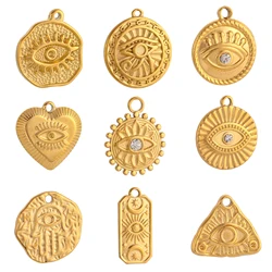 3Pcs Casting Heart Eye Charms Stainless Steel Jewelry Making Cz Evil Eye Pendants Diy Lucky Amulet Earrings Necklace Craft Charm