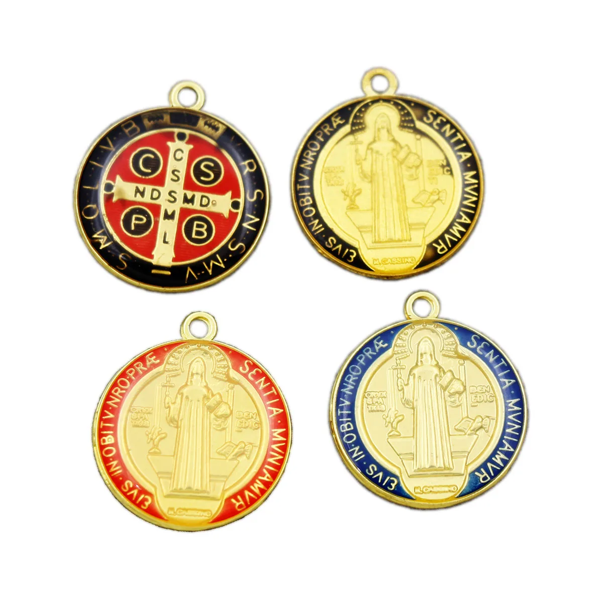 Enamel Saint Benedict Medal Cross Crucifix Smqlivb Beads 23.2x27mm 3pcs/lot 3Colors Pendants Handmade Jewelry DIY L1669