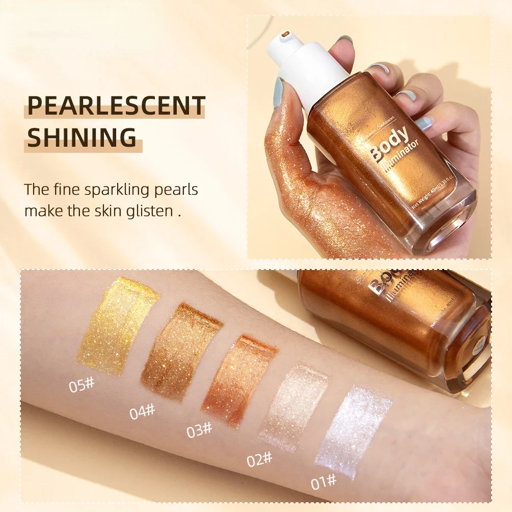 40Ml Gezicht Lichaam Shimmer Highlighter Luminisator Foundation Fleuren Crème Voor Gezicht Been Natuurlijke Uitstraling Langdurige Fluorescentie