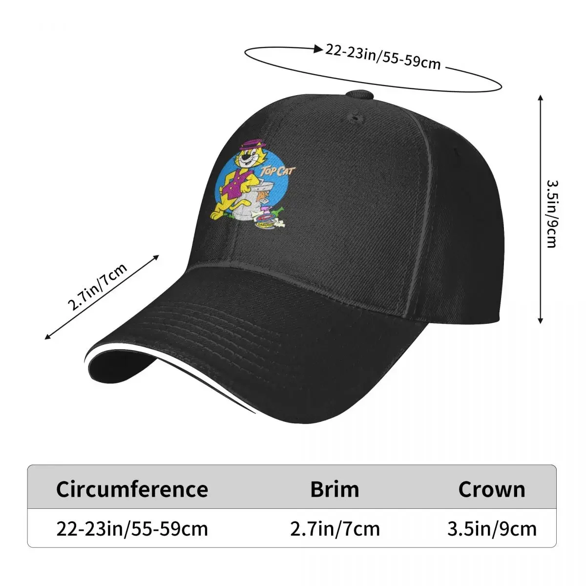 Retro Vintage Top Cat Awesome For Music Fan Baseball Cap Golf Cap Hat Baseball Cap Women Caps Men's