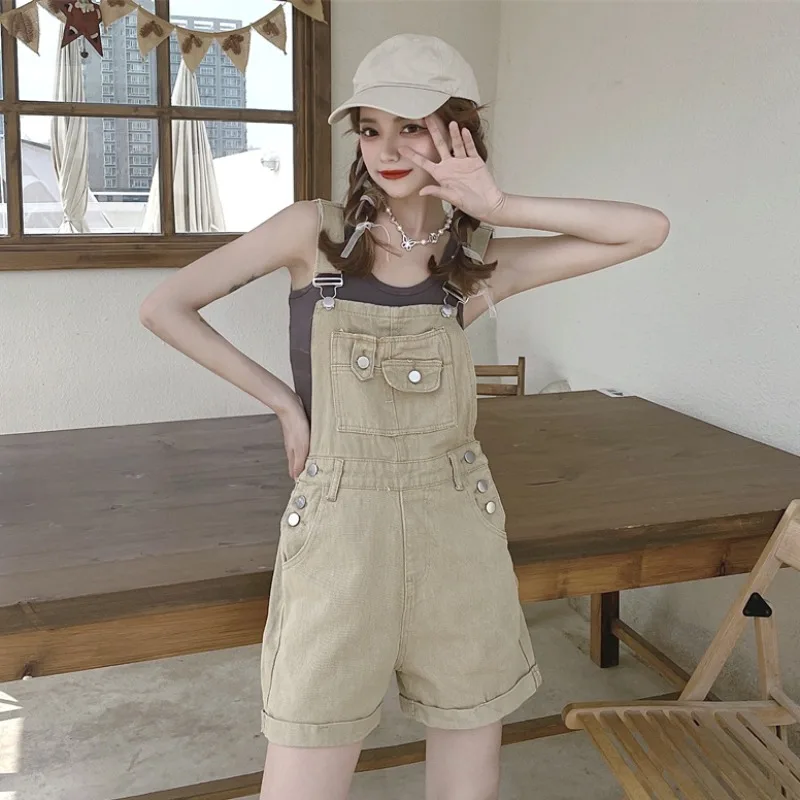 Denim Rompers Women Streetwear Summer Ulzzang High Waist Sweet Cool Macacão Feminino Fashion Casual Youth Korean Style Chic New