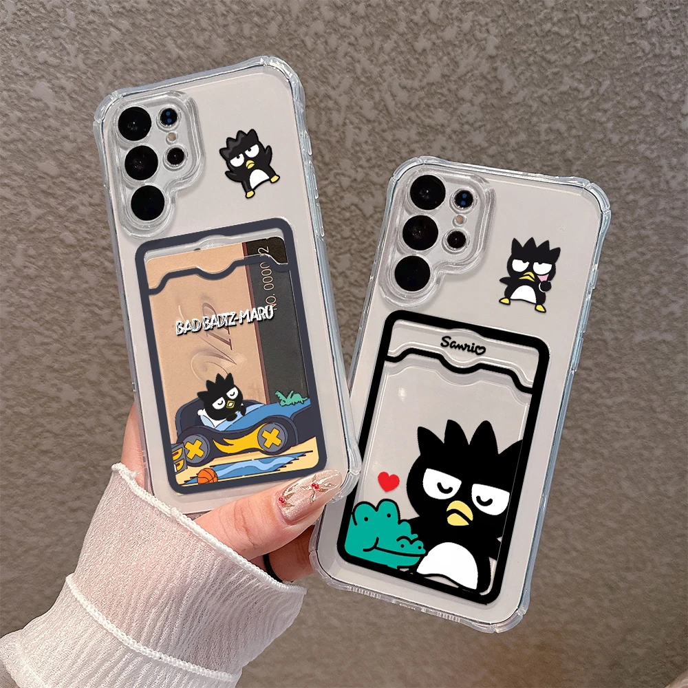 Anime BadBadtz-maru Card Hold Phone Case For Xiaomi 13 12 12T 11 Lite Poco M5 M4 X5 X4 X3 Pro NFC 4G 5G Anti-fall Clear Cover