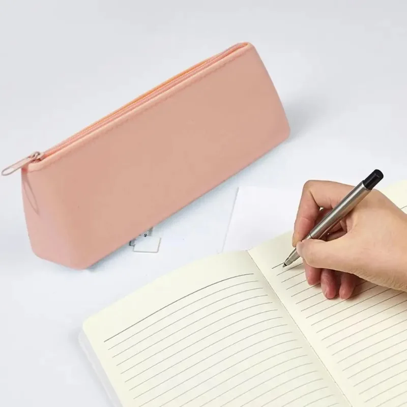 Silicone Pencil Case Pouch, Aesthetic Triangular Design, Multipurpose, Aesthetic Pencil Case Small, Silicone Makeup Bag