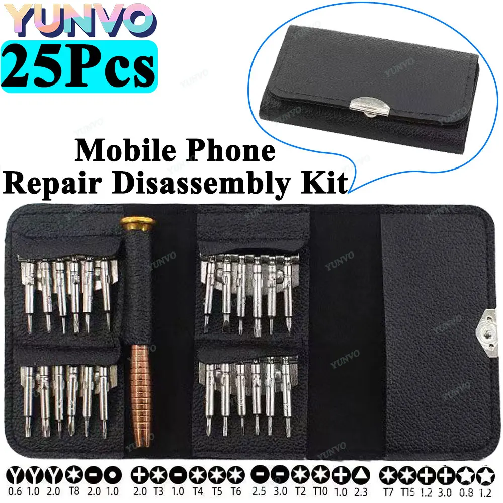 25Pcs Precision Screwdriver Set, Mini Magnetic Screwdriver Bits Kit with Portable Leather Storage Bag, Professional Electronics