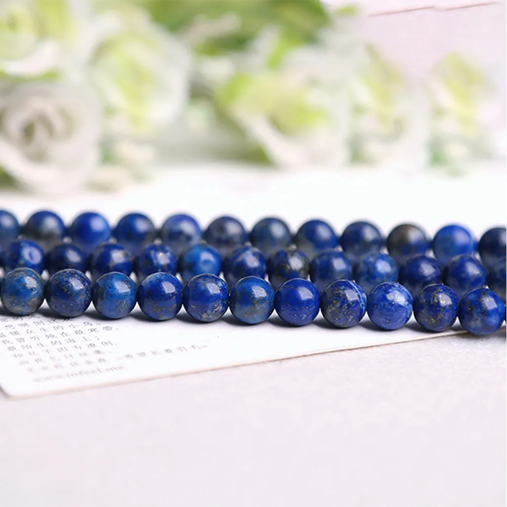 Lapis Lazuli Loose Beads Set Blue Gemstone Beads for DIY Bracelet Necklace Jewelry Making Adult Kids Crafts