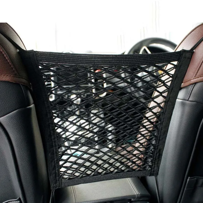 Car Front Back Seat Storage Mesh Pocket Double-layer Storage Net Storage Elastic Bag Auto Organizer Bag Car Divider Pet Barrier