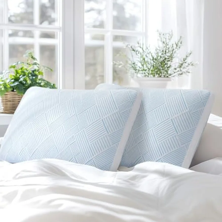 

Shredded Memory Foam Cooling Soft Bamboo Viscose Pillows King Set of 2 Adjustable Hypoallergenic Hotel Quality Pillows for Stom