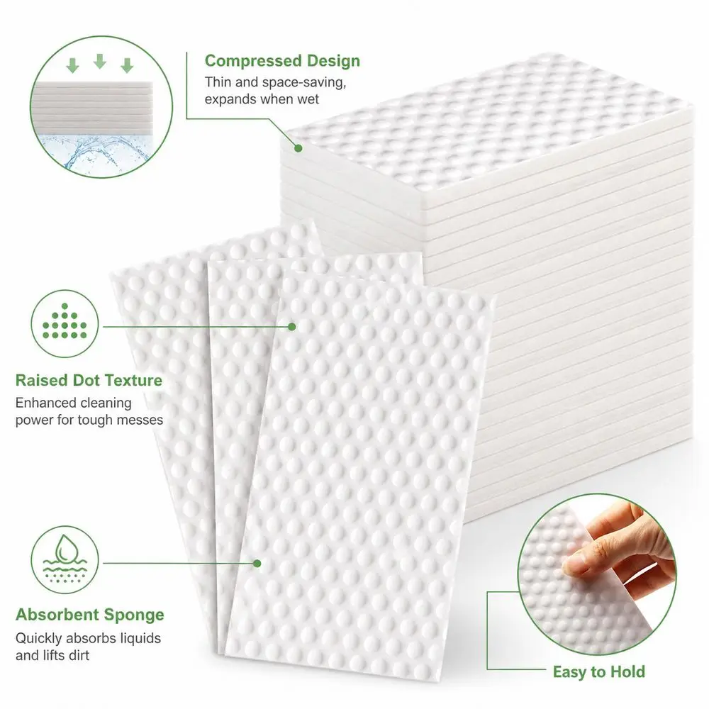 10/20Pcs 4x Compression Compressed Sponge Pads Absorbent Non-Scratch Magic Eraser Sponge Strong Cleaning Convex Point
